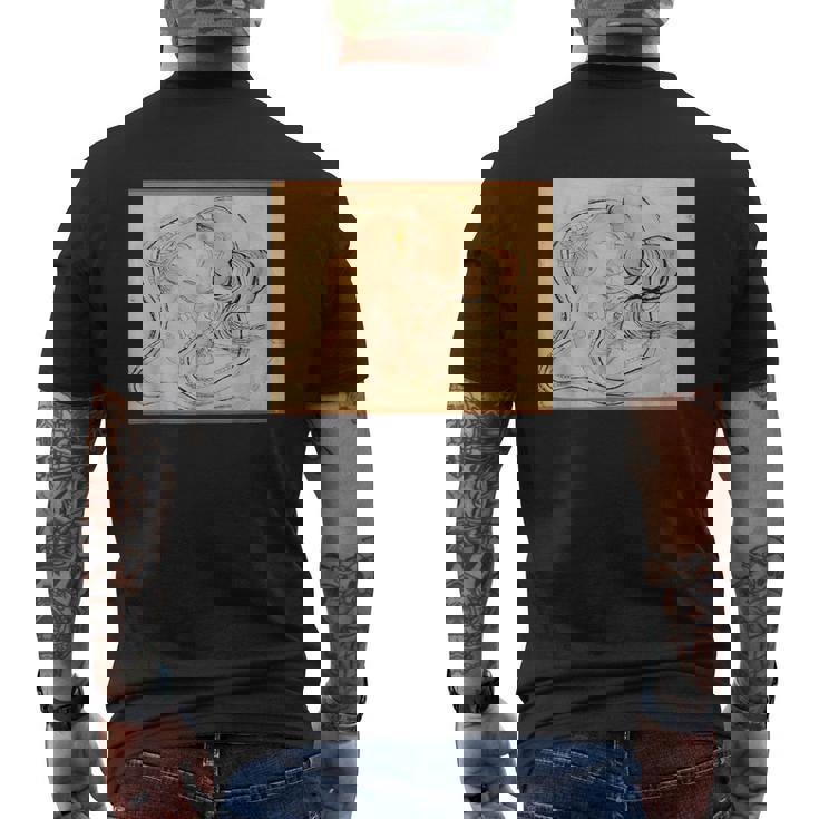 葛飾北斎作 蛇女頭 メンズTシャツ バックプリント