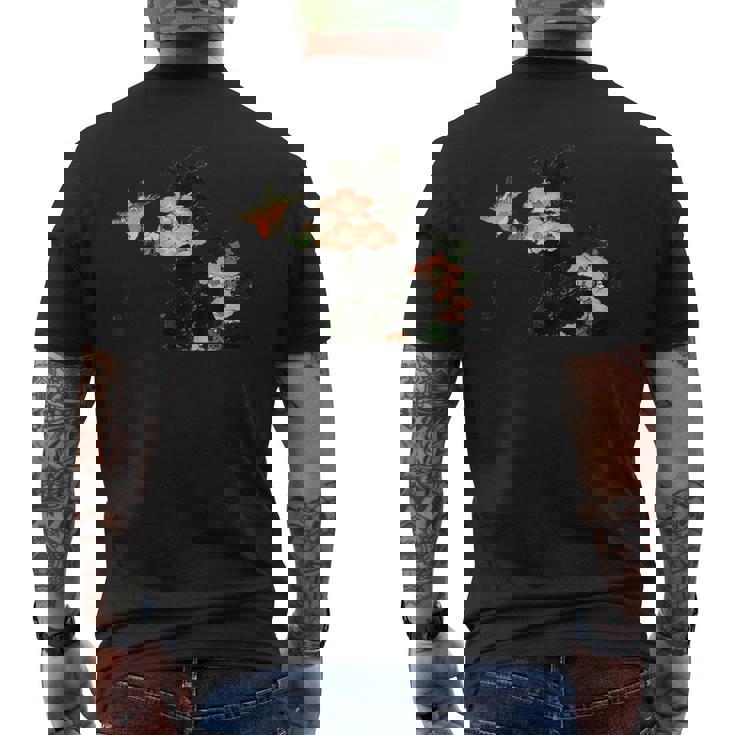 葛飾北斎作「ハイビスカスとスズメ」1830 メンズTシャツ バックプリント