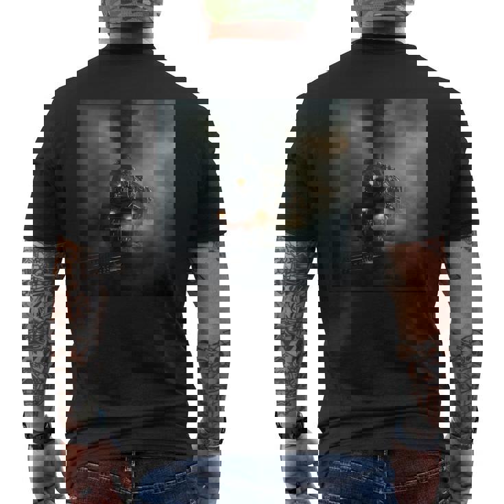 蒸気機関車 鉄道 機関車 ギフト 蒸気機関車 メンズTシャツ バックプリント
