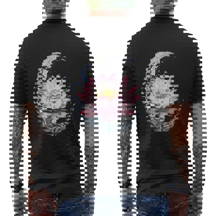 蓮の花 ヨガ 形而上学 メンズTシャツ バックプリント