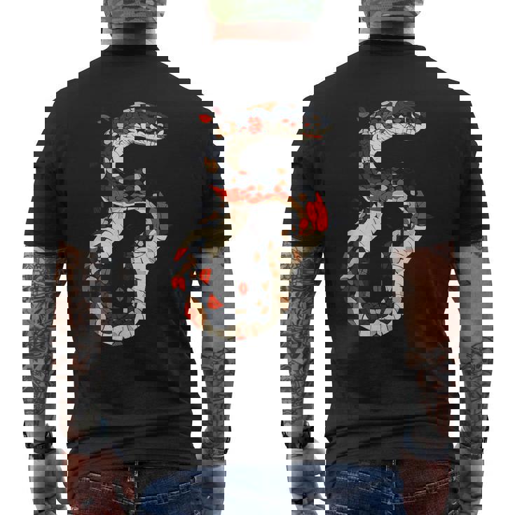 蛇 動物 モチーフ アート 蛇 メンズTシャツ バックプリント