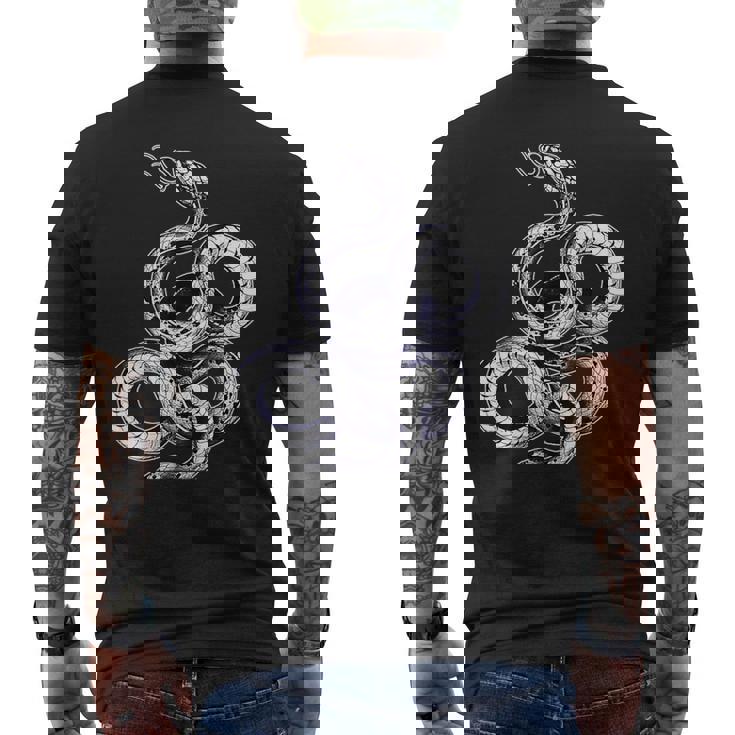 蛇蛇スリザリングブラックワーク メンズTシャツ バックプリント