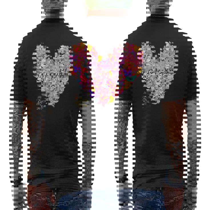 蝶 ハート かわいい 庭 メンズTシャツ バックプリント