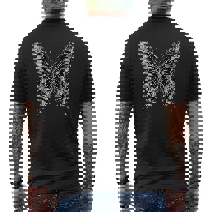 蝶 蝶の翅 蝶 昆虫 蝶 メンズTシャツ バックプリント