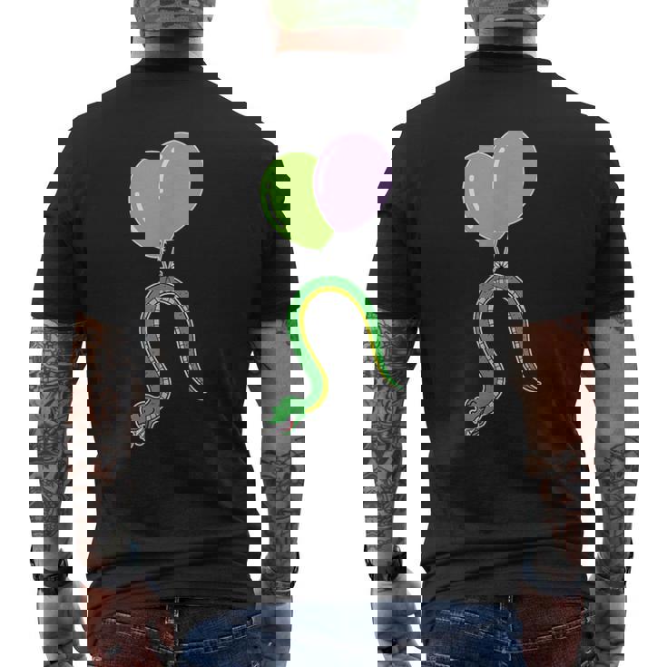 誕生日バルーン付き蛇 メンズTシャツ バックプリント