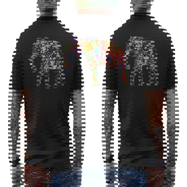 象 カラフル 象 絵画 レディース メンズ メンズTシャツ バックプリント