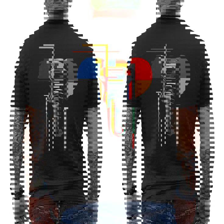 象 抽象 動物 アート 幾何学模様 グラフィック 象 メンズTシャツ バックプリント