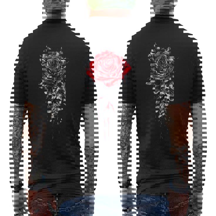 赤いバラ 花 ボタニスト 庭 花 バラ メンズTシャツ バックプリント