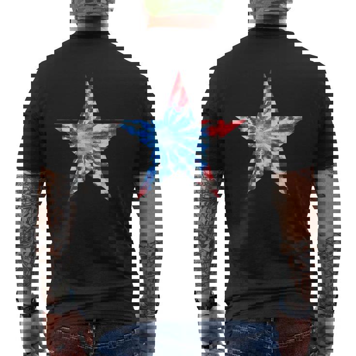 赤白と青 タイダイ 星 メンズTシャツ バックプリント