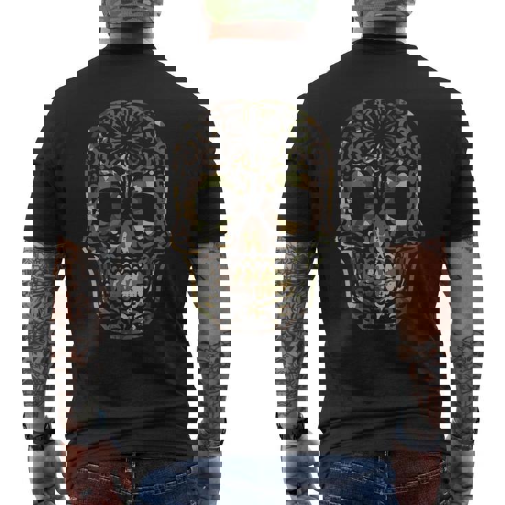 迷彩柄 シュガースカル カラベラ Dia De Muertos メキシカンハロウィン メンズTシャツ バックプリント