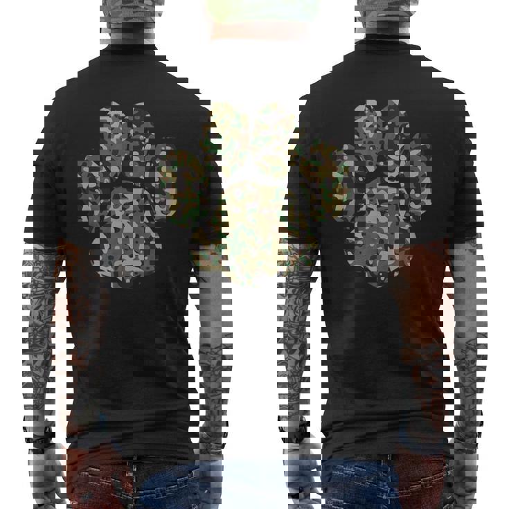 迷彩犬の足跡プリント アーミー犬 父親 メンズTシャツ バックプリント