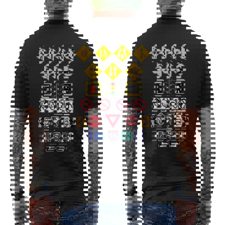 道路標識、警告標識 メンズTシャツ バックプリント