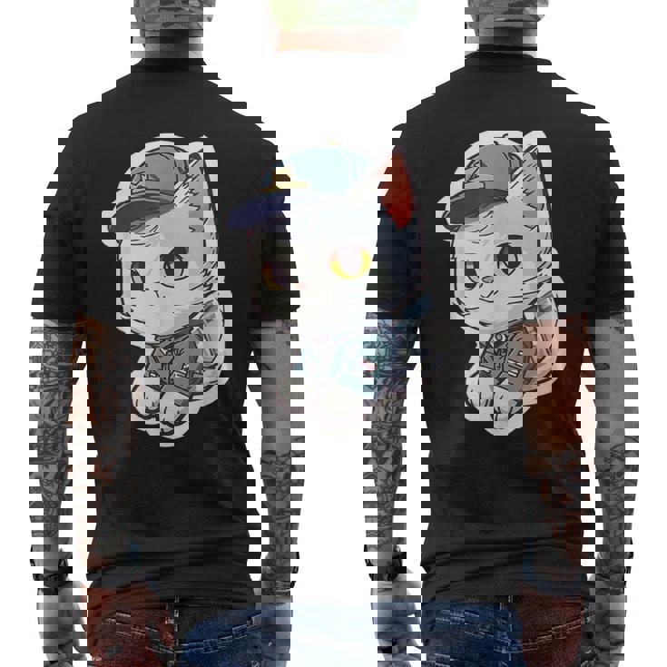 郵便配達員、Dps 配達員の猫を削除 メンズTシャツ バックプリント