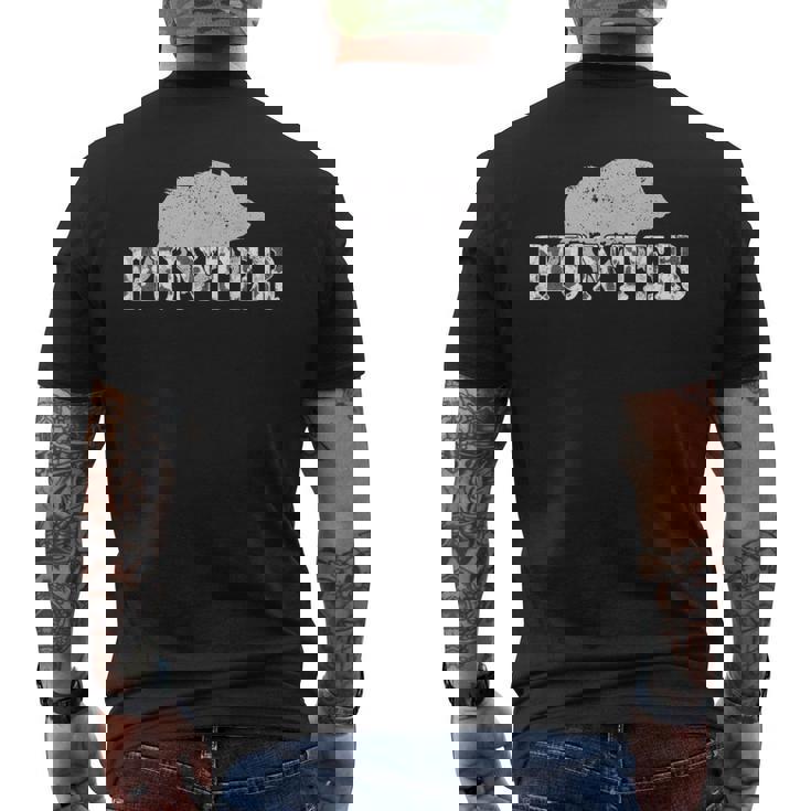 野生の豚 ハンター 野生の猪狩猟 野生の豚 狩猟 メンズTシャツ バックプリント