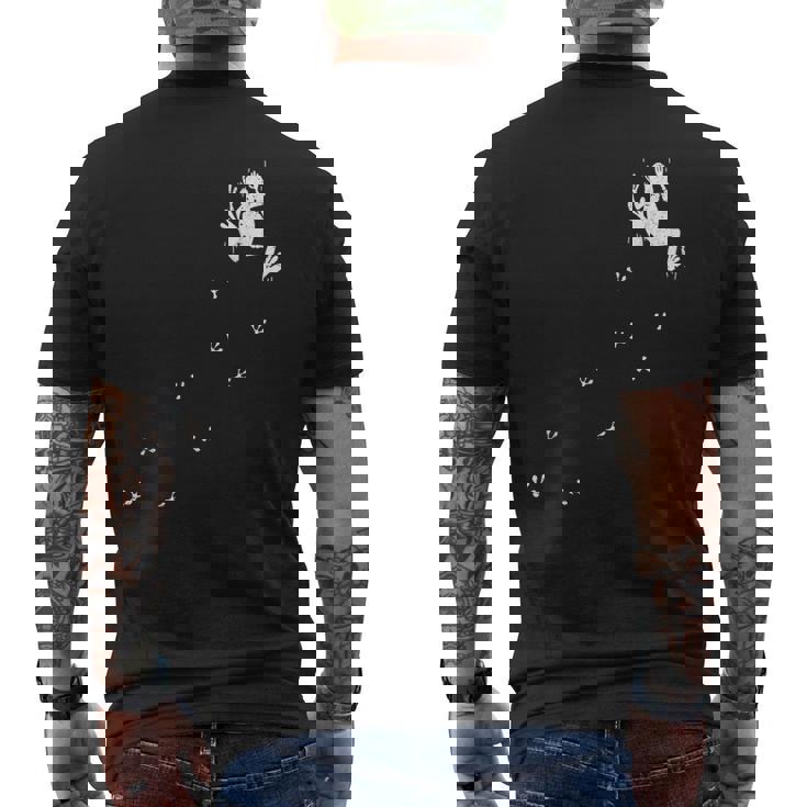 野生動物 足跡 水陸両用 カエル 熱帯雨林 カエル メンズTシャツ バックプリント