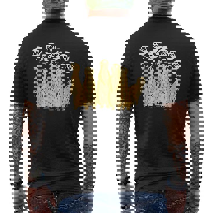 野生動物のミーアキャットアルコールビール メンズTシャツ バックプリント