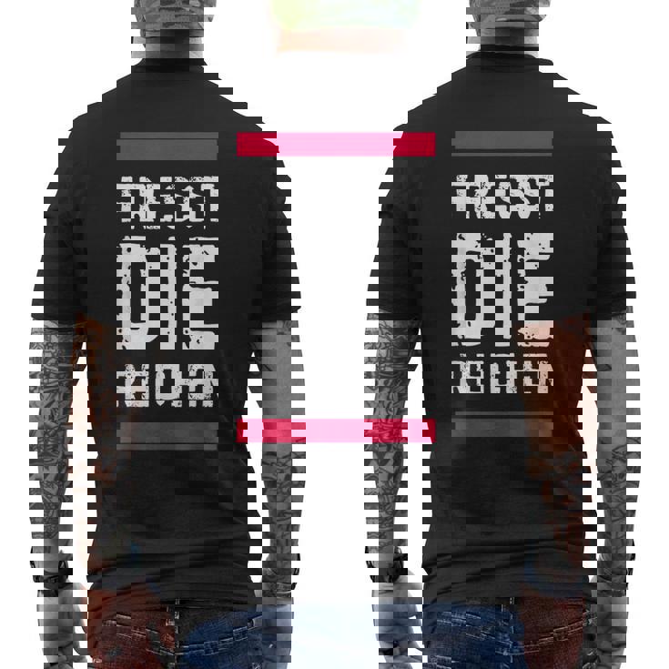 金持ちを食べて金持ちを食べろ メンズTシャツ バックプリント