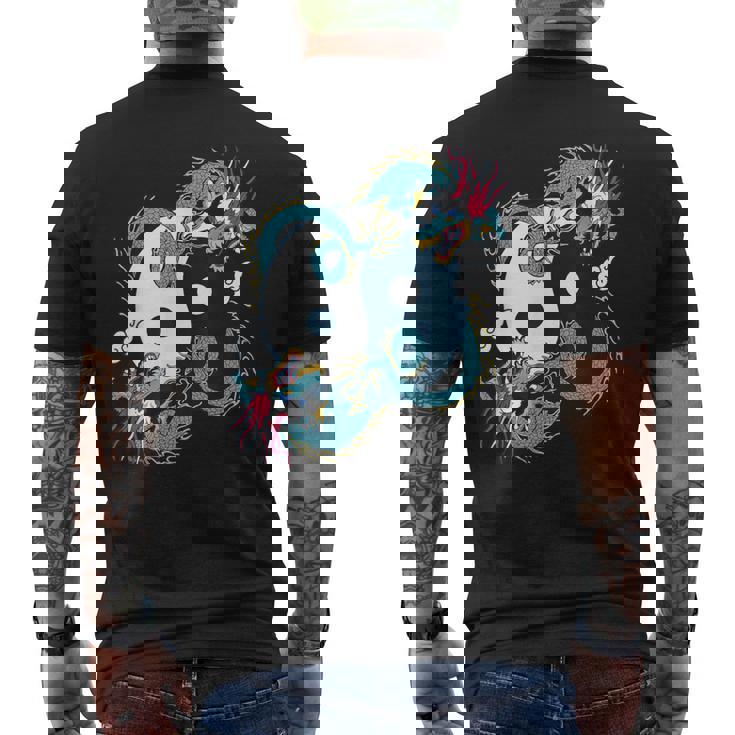 陰陽太極拳ドラゴンデザイン 瞑想用 太極拳 メンズTシャツ バックプリント