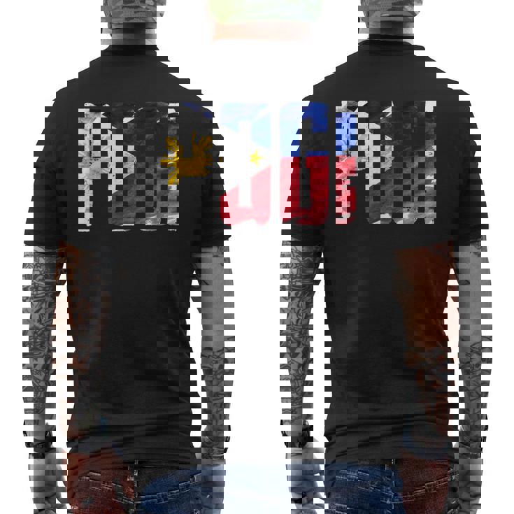 陽気なポギ タガログ語 ピノイ ステートメント フィリピン国旗 メンズTシャツ バックプリント