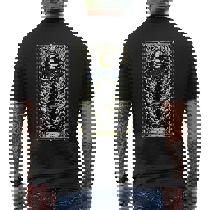 隠者タロットカード 箱に入った猫 神秘的なかわいい猫のタロットカード メンズTシャツ バックプリント