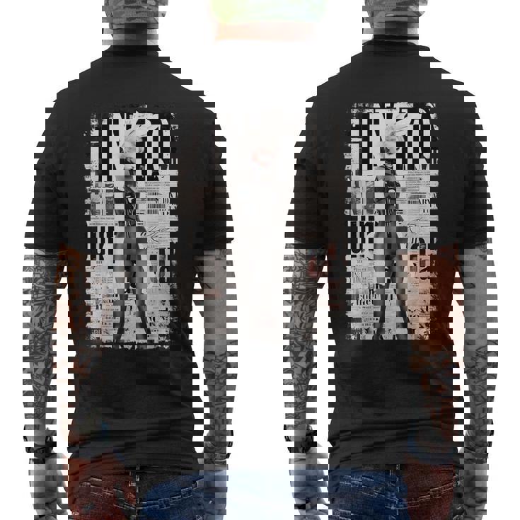 雑誌の表紙ヴィンテージガールバニーコラージュセクシーモデルピンナップ メンズTシャツ バックプリント