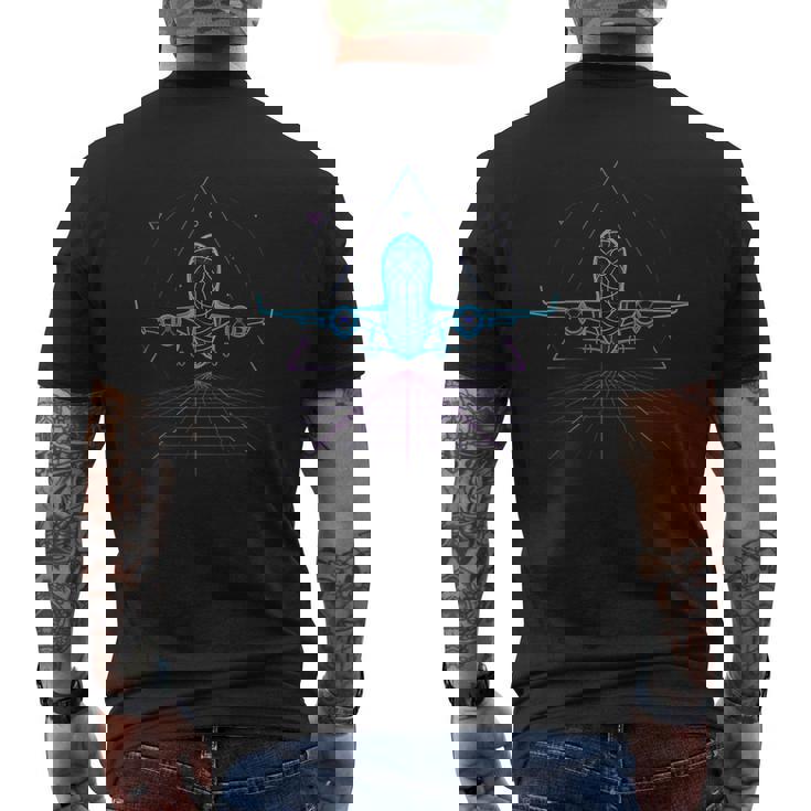 離陸 航空 フライト 未来的 飛行機 パイロット メンズTシャツ バックプリント