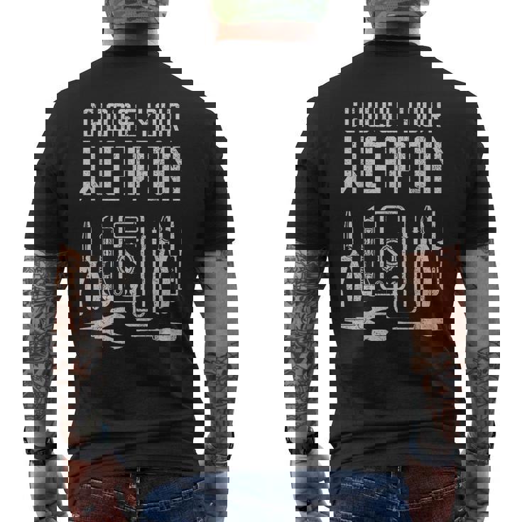 電気工道具 武器を選ぶ メンズTシャツ バックプリント