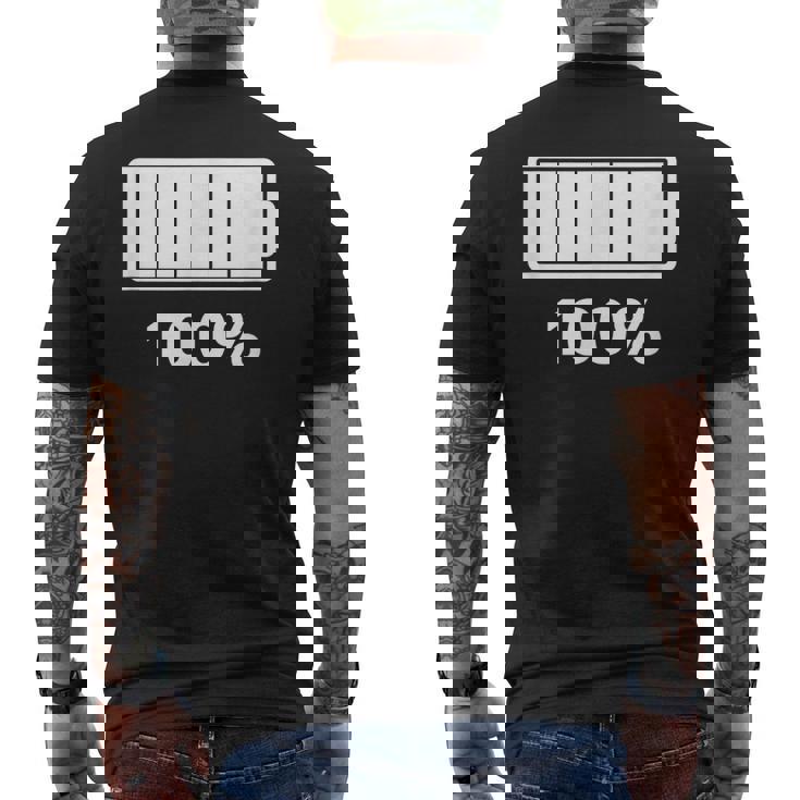 電池【100】バッテリー おもしろ 面白い ギャグ ネタ ウケ狙い 笑える ユーモア お笑い 個性的な メンズTシャツ バックプリント