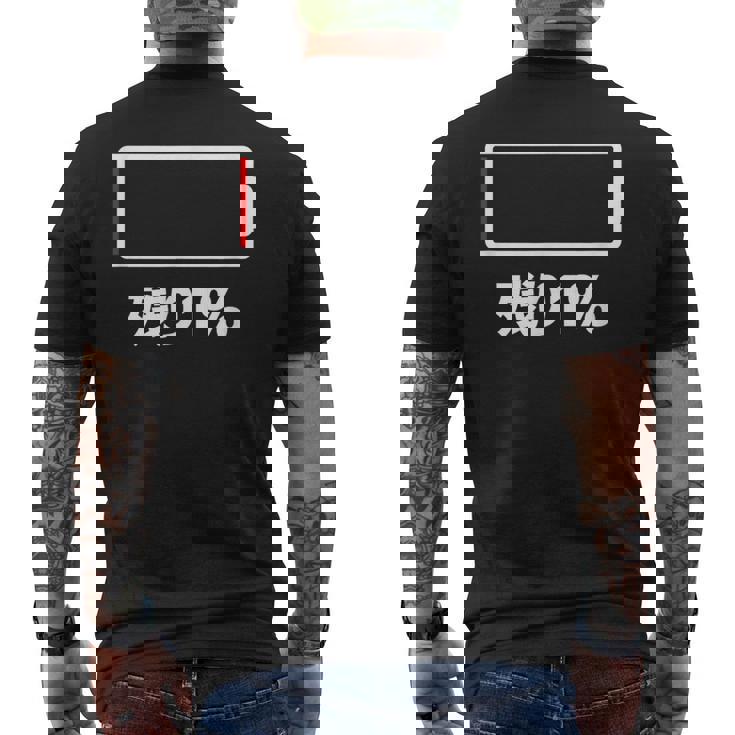 電池【残り1】バッテリー 電池切れ おもしろ 面白い ギャグ ネタ ウケ狙い 笑える ユーモア お笑い 個性的な メンズTシャツ バックプリント