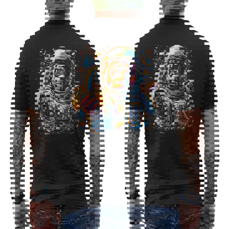 面白い サイケデリック 猿 宇宙飛行士 グラフィック メンズ メンズTシャツ バックプリント