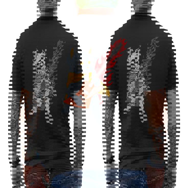 面白い ベースシスト 猫 ギフト ファイヤー 楽器 ベース ギター メンズTシャツ バックプリント