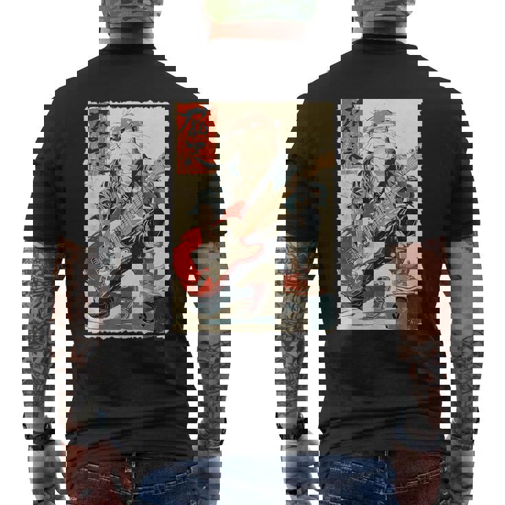 面白い 漫画 アニメ 日本美術 カワウソ ギターを弾く ロック メンズTシャツ バックプリント