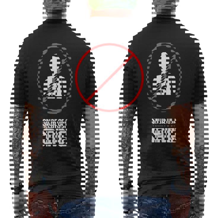 面白い 脱臼 肩 骨折 & 肩折れ メンズTシャツ バックプリント