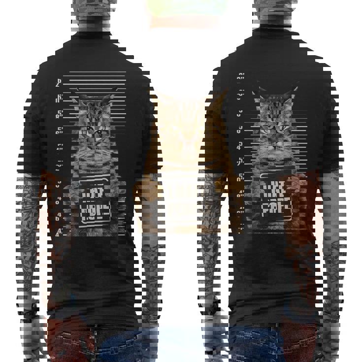 面白い 逮捕された犯罪者猫 マグショット I Hate People Cat Lover メンズTシャツ バックプリント