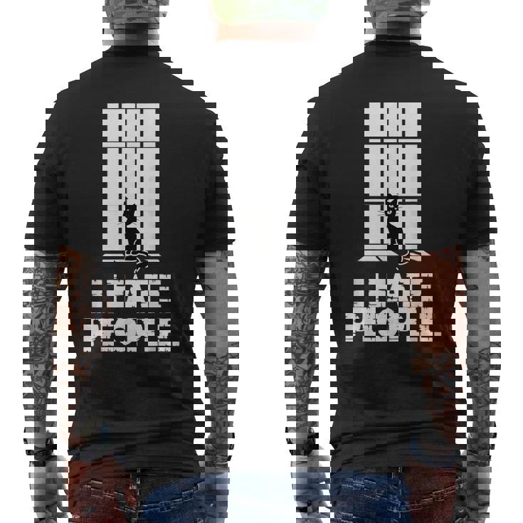 面白い 黒猫 反社会的ユーモア キティ 恋人 猫 ママ&パパ メンズTシャツ バックプリント