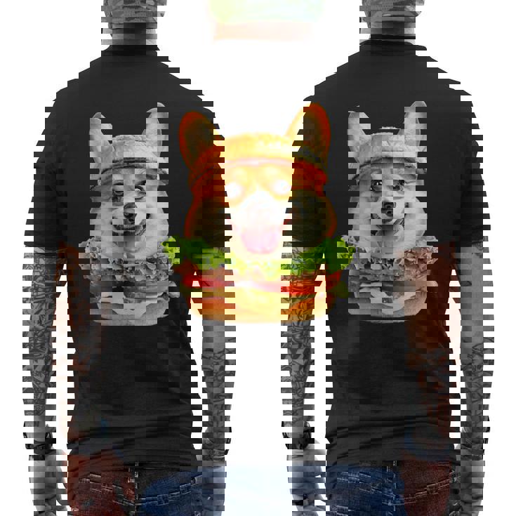 面白いtシャツ コーギー 犬 ハンバーガー メンズ 犬好き グッズ かわいい おもしろ 面白い 服 ネタ メンズTシャツ バックプリント