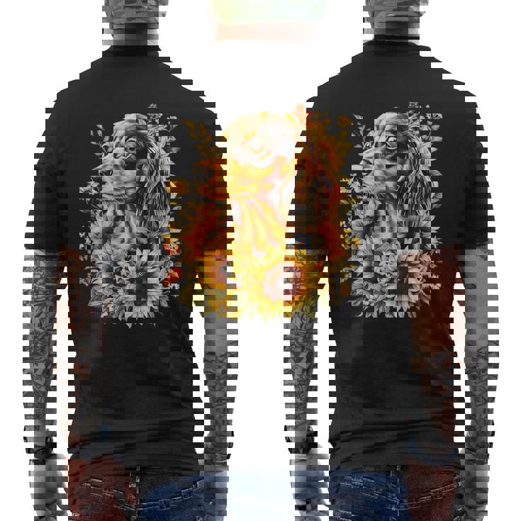 面白いtシャツ ダックスフンド ひまわり わんこ メンズ グッズ かわいい おもしろ 面白い 服 ネタ メンズTシャツ バックプリント