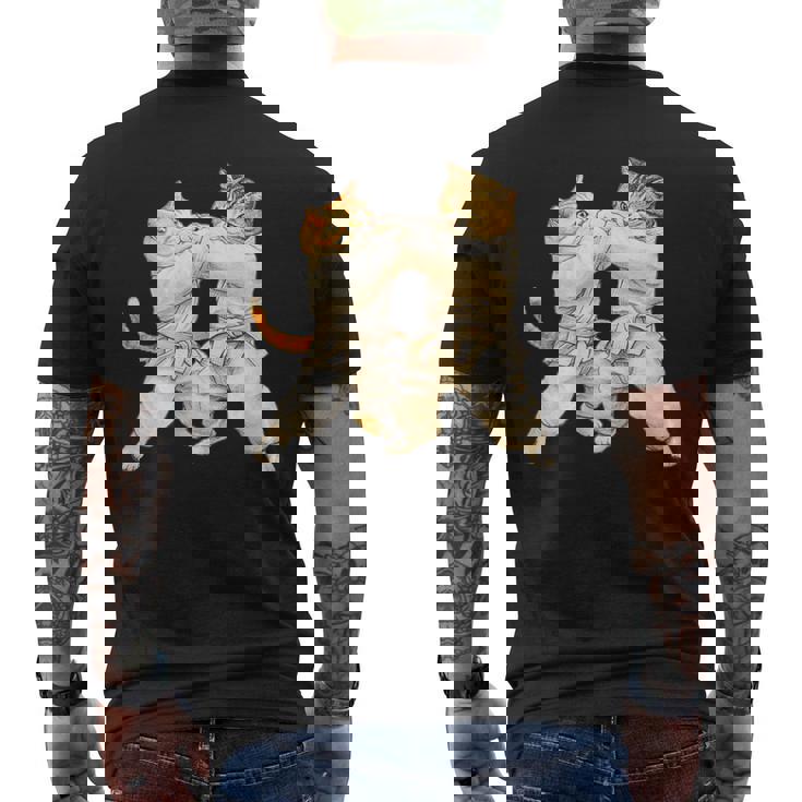 面白いtシャツ 猫 柔道 ネコ メンズ 猫好き グッズ おもしろ 面白い 服 ネタ にゃんこ 猫の下僕 柔術 メンズTシャツ バックプリント