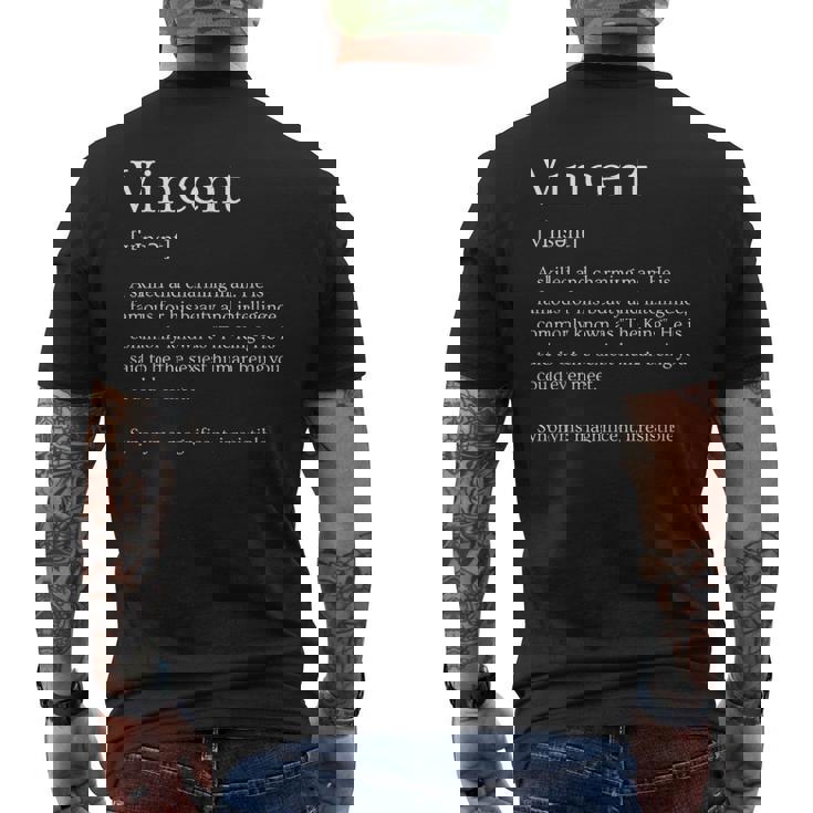 メンズ 面白いvincentの名前の意味 -Incent パーソナライズされた名前 メンズTシャツ バックプリント