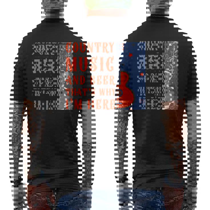 面白いカントリーミュージック&ビール音楽祭 アコースティックギター メンズTシャツ バックプリント