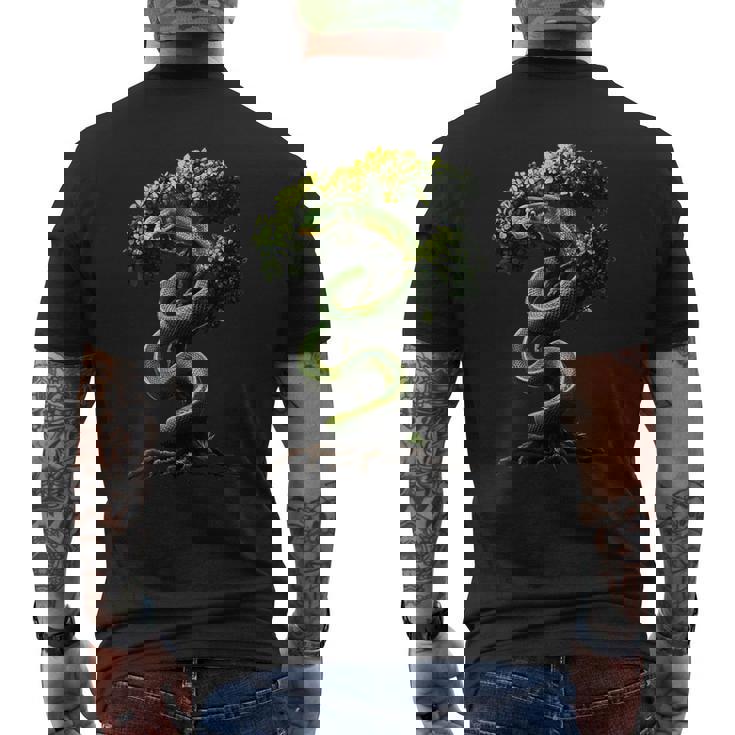 面白いグリーン ツリー パイソン愛好家ヘビ爬虫類 Green Tree Pythonnake Lover メンズTシャツ バックプリント