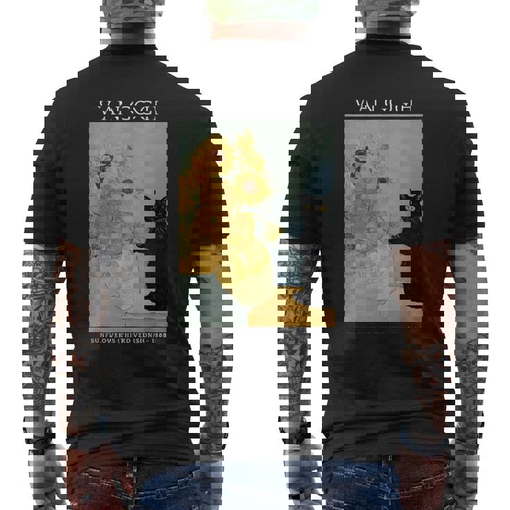 面白いゴッホ ひまわり 猫 ミーム ゴッホ アート メンズTシャツ バックプリント