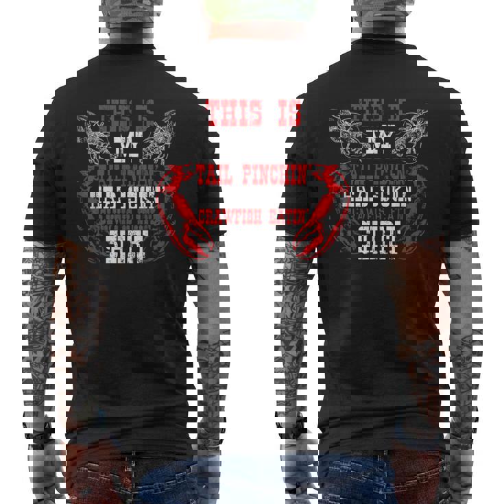 面白いザリガニの恋人シーフードザリガニを食べる メンズTシャツ バックプリント