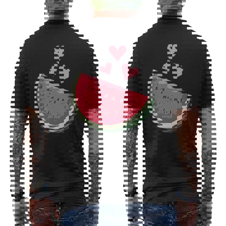 面白いスイカ ハワイアンビーチバケーション ラブスイカ メンズTシャツ バックプリント