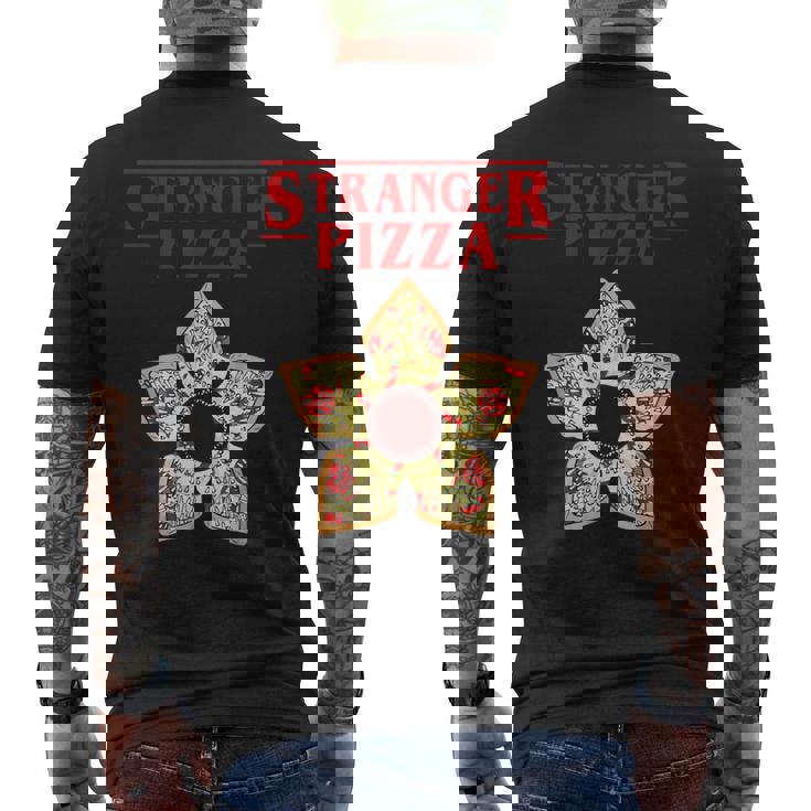 面白いストレンジャー・ピザ・シングス メンズTシャツ バックプリント