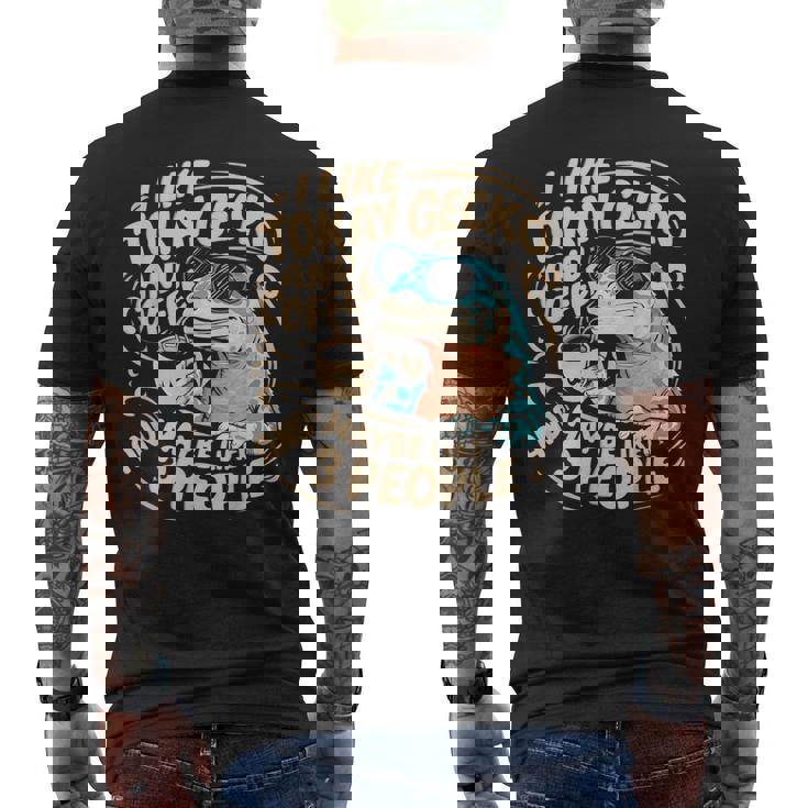 面白いトッケイヤモリの飼い主が爬虫類のトカゲを言う メンズTシャツ バックプリント