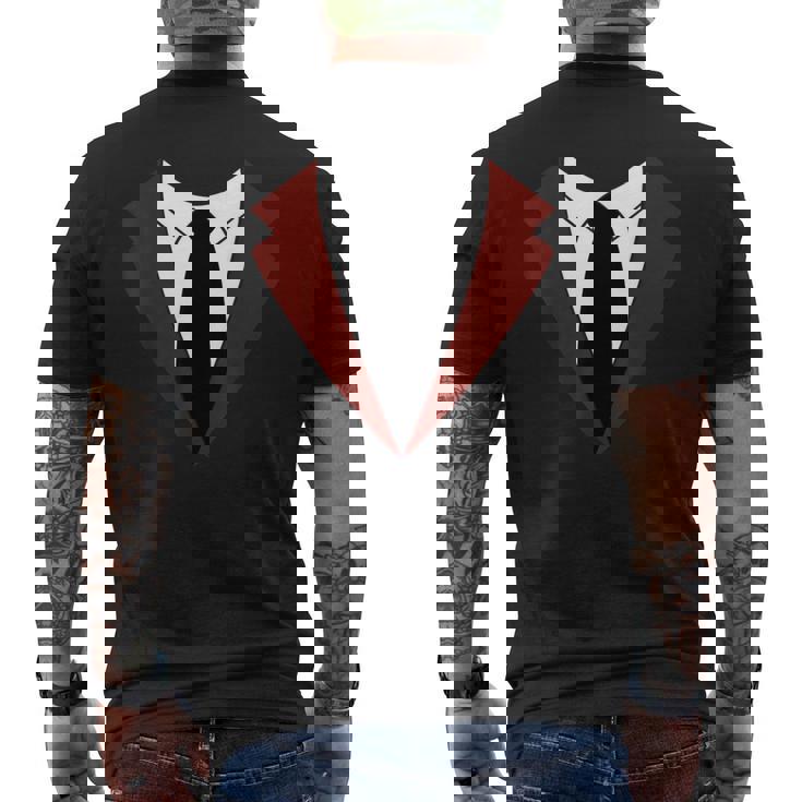 面白いバーガンディレッドタキシードバーテンダータキシードクリスマス メンズTシャツ バックプリント