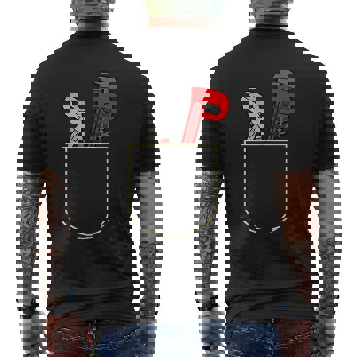 面白いパイプレンチ ポケット入り ギフト 配管工ポケット メンズTシャツ バックプリント
