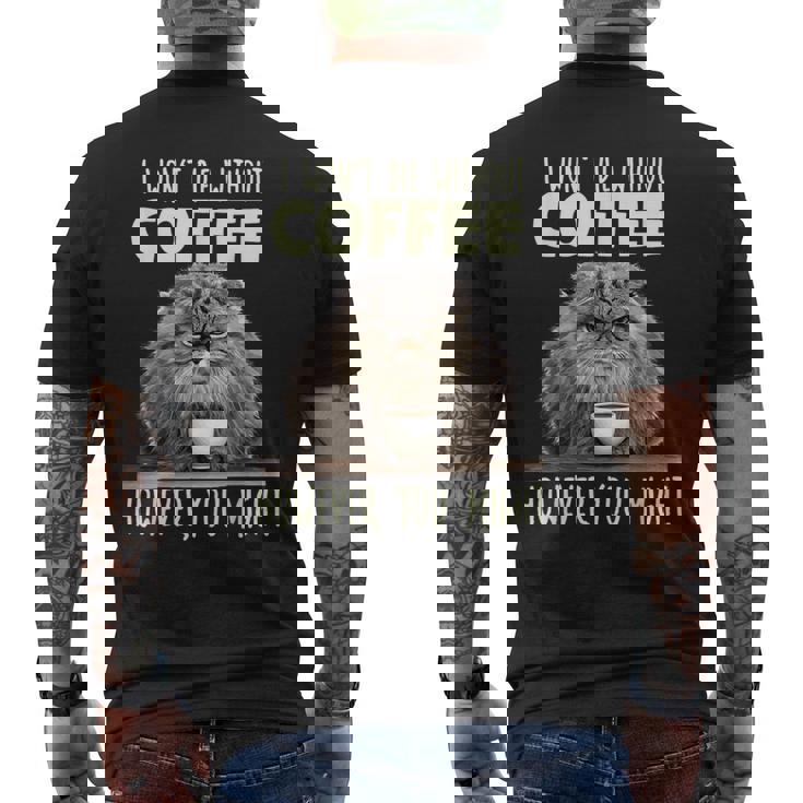 面白いパラス キャット コーヒー ドリンカー T コーヒー愛好家 マヌルネコ メンズTシャツ バックプリント