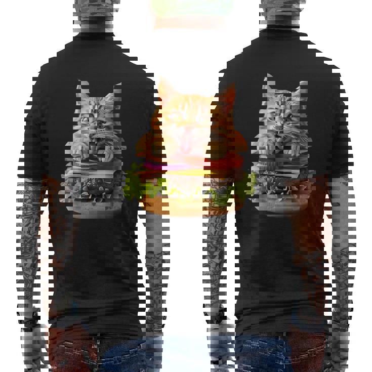 面白いファーストフードハンバーガー愛好家猫猫愛好家 Britishhorthair Burger Cat Food メンズTシャツ バックプリント